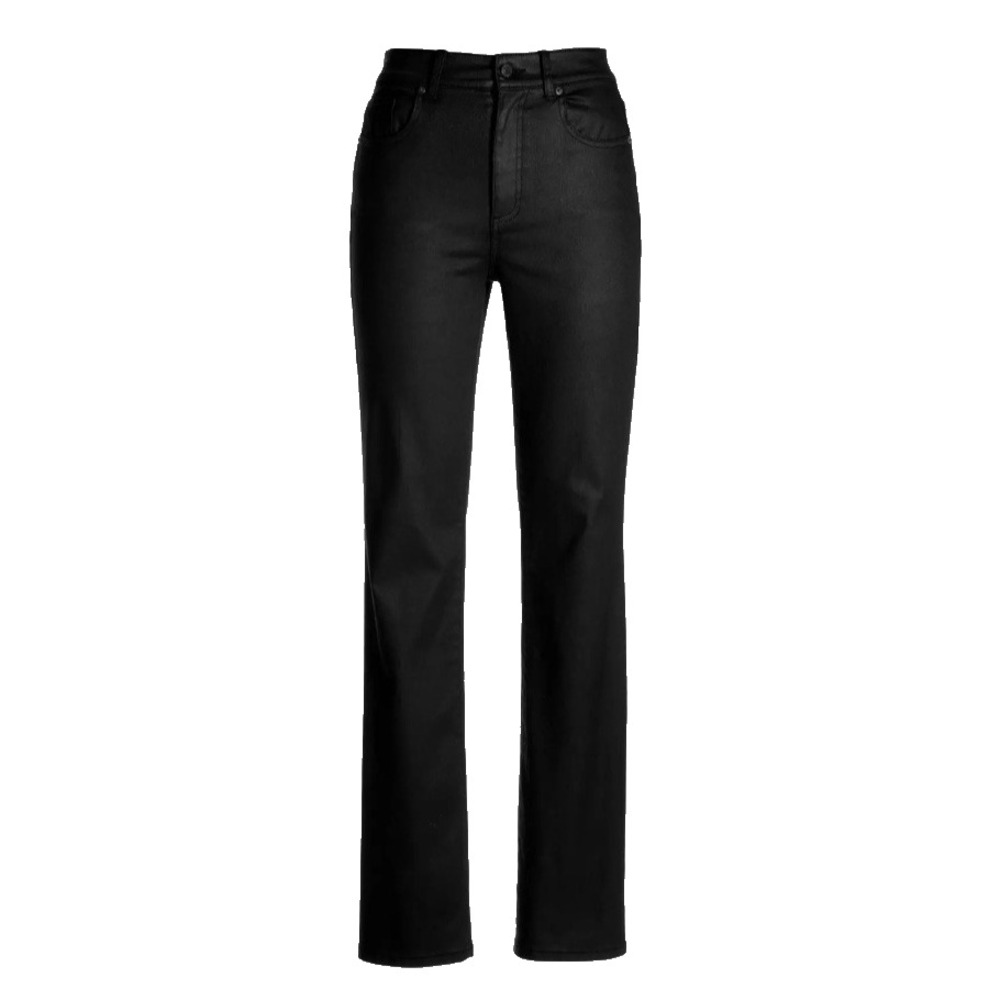 Boston Proper Newport High Rise Coated Slim‎ Straight Pant 2 Black Goth Mobwife